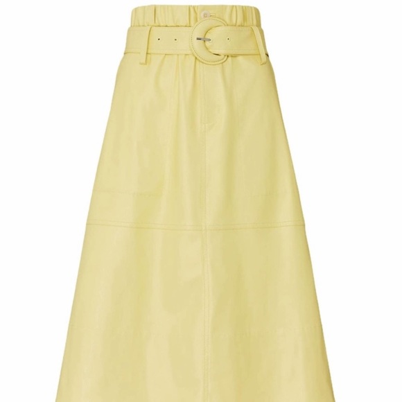 Proenza Schouler White Label Faux Leather Yellow MIDI Skirt 4 - Picture 1 of 9